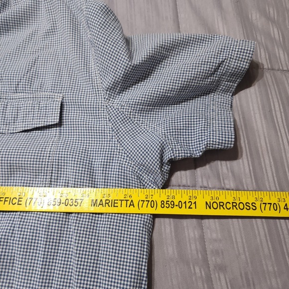 Duluth Trading Co Mens 2XL Shirt Blue Check Short Sleeve Button Down - Picture 7 of 10